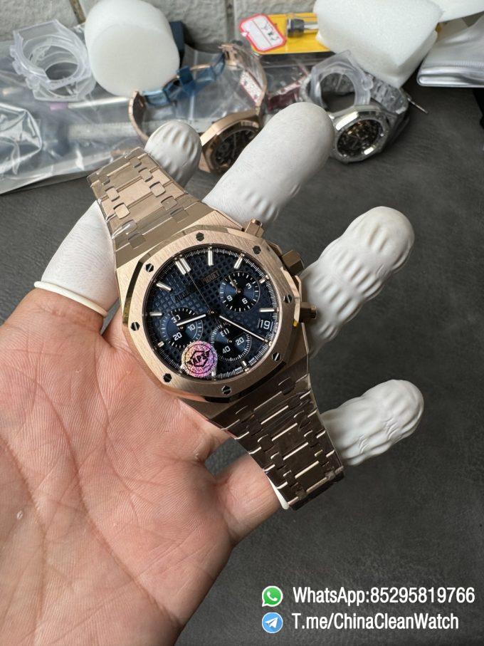 APS Factory Super Clone AP Royal Oak Chrono 26240 Blue Dial on Rose Gold Case and Bracelet SuperClone 4401 Movement 05