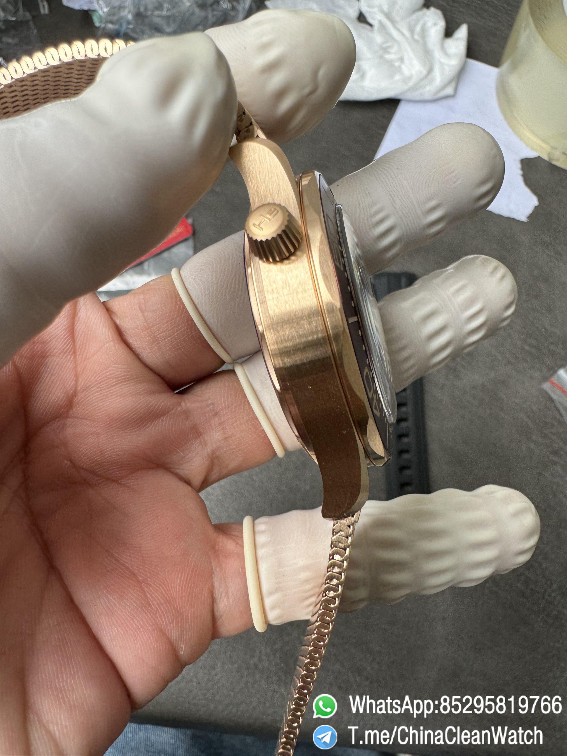 VS Factory Omega Seamaster Diver 300M Black Dial Burgundy Bezel Bronze Gold Case and Mesh Bracelet A8806 Movement 07 VS Factory Omega Seamaster Diver 300M Black Dial Burgundy Bezel Bronze Gold Case and Mesh Bracelet A8806 Movement 07