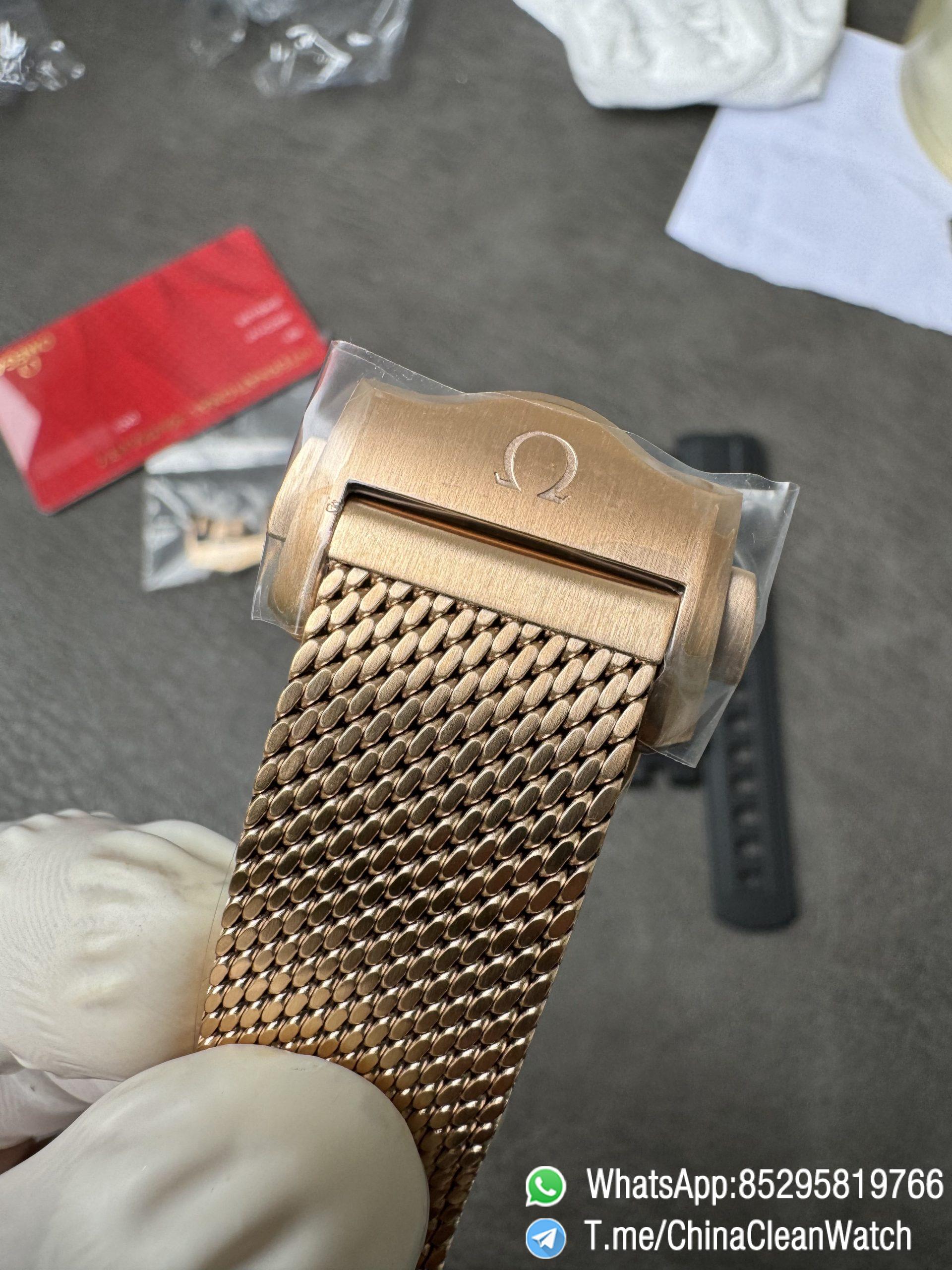 VS Factory Omega Seamaster Diver 300M Black Dial Burgundy Bezel Bronze Gold Case and Mesh Bracelet A8806 Movement 09 VS Factory Omega Seamaster Diver 300M Black Dial Burgundy Bezel Bronze Gold Case and Mesh Bracelet A8806 Movement 09