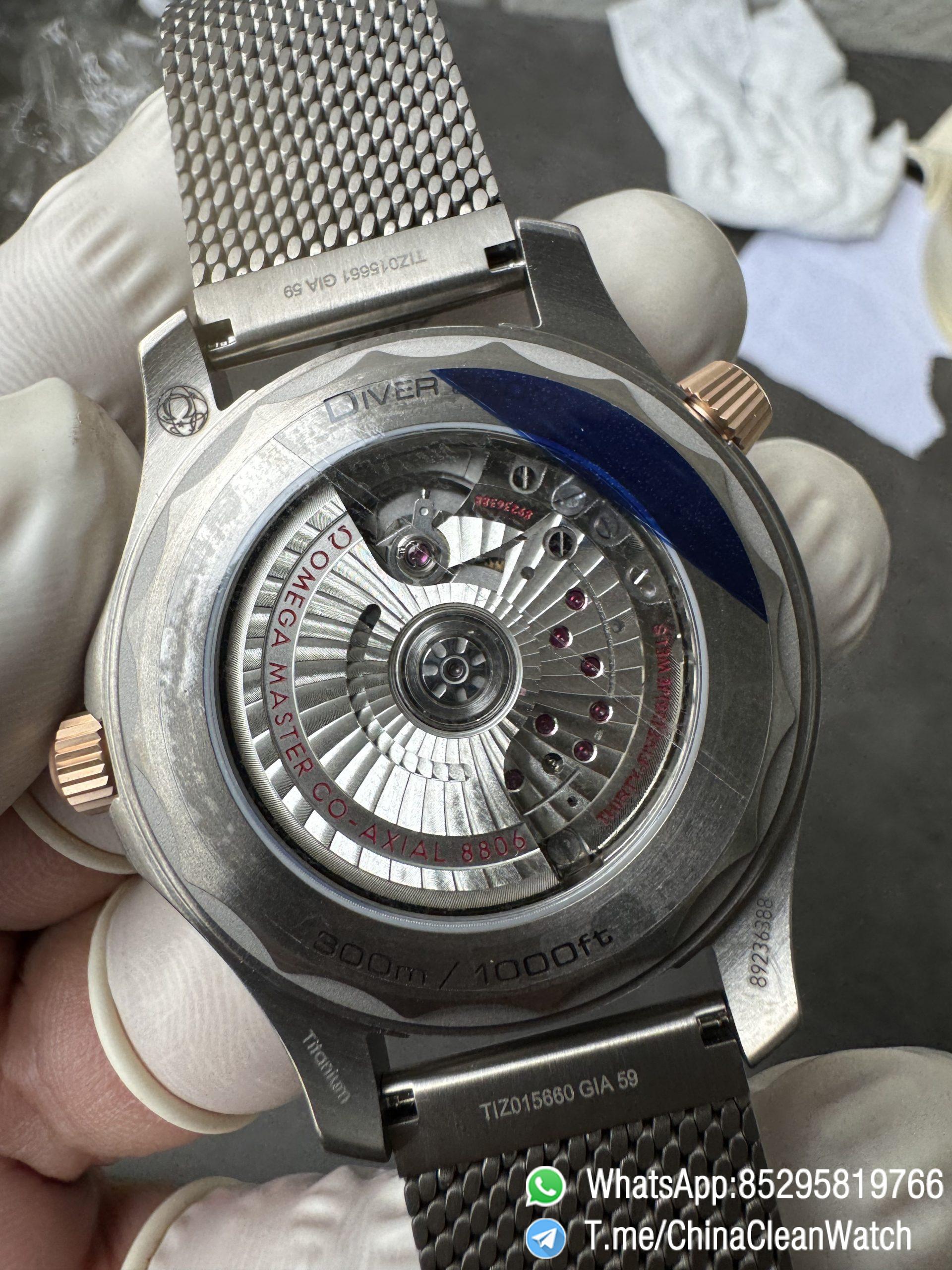 VSF Omega Seamaster Diver 300M 42mm Green Dial Titanium Bronze Gold Case Titanium Mesh Bracelet SuperClone 8806 Movement 09 VSF Omega Seamaster Diver 300M 42mm Green Dial Titanium Bronze Gold Case Titanium Mesh Bracelet SuperClone 8806 Movement 09