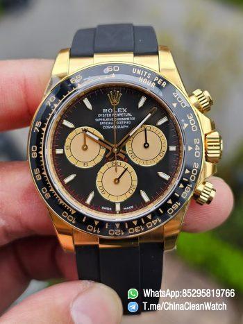 Clean Factory Watches Authorized Store VSF Daytona Paul Newman 126518LN Yellow Gold Case Black Dial Yellow Gold Sub Dial Oysterflex DD4131 Calibre 00