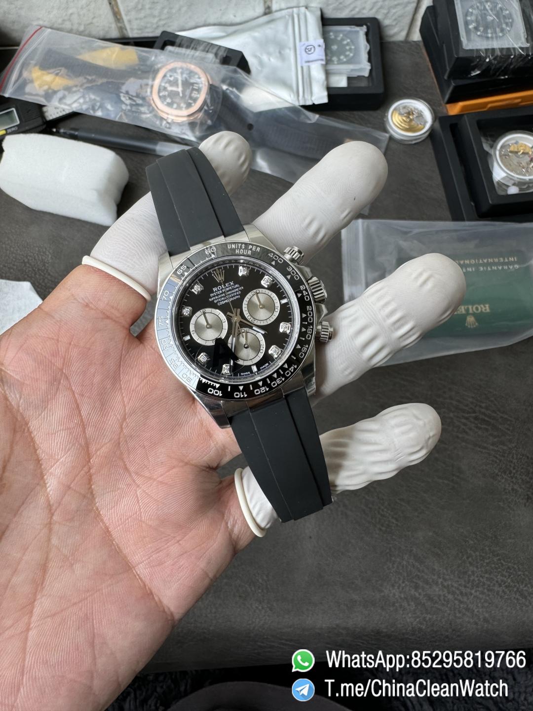 Clean Factory Watches VSF Gain Weight 137g Daytona 126519 Black Dial Silver Center Chrono Dial Diamonds Indexes DD4131 Caliber Oysterflex Strap 02 Clean Factory Watches VSF Gain Weight 137g Daytona 126519 Black Dial Silver Center Chrono Dial Diamonds Indexes DD4131 Caliber Oysterflex Strap 02