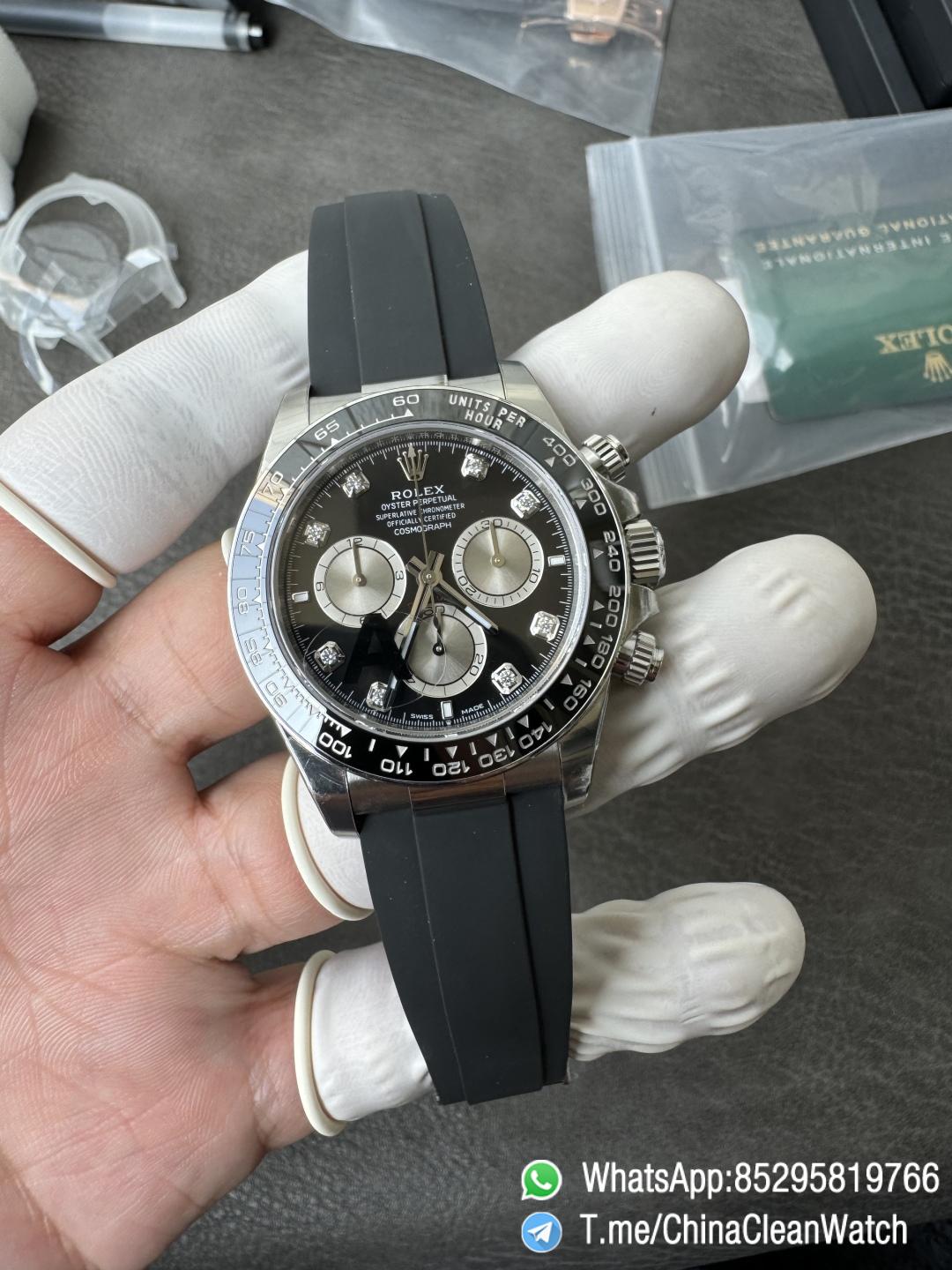 Clean Factory Watches VSF Gain Weight 137g Daytona 126519 Black Dial Silver Center Chrono Dial Diamonds Indexes DD4131 Caliber Oysterflex Strap 03 Clean Factory Watches VSF Gain Weight 137g Daytona 126519 Black Dial Silver Center Chrono Dial Diamonds Indexes DD4131 Caliber Oysterflex Strap 03