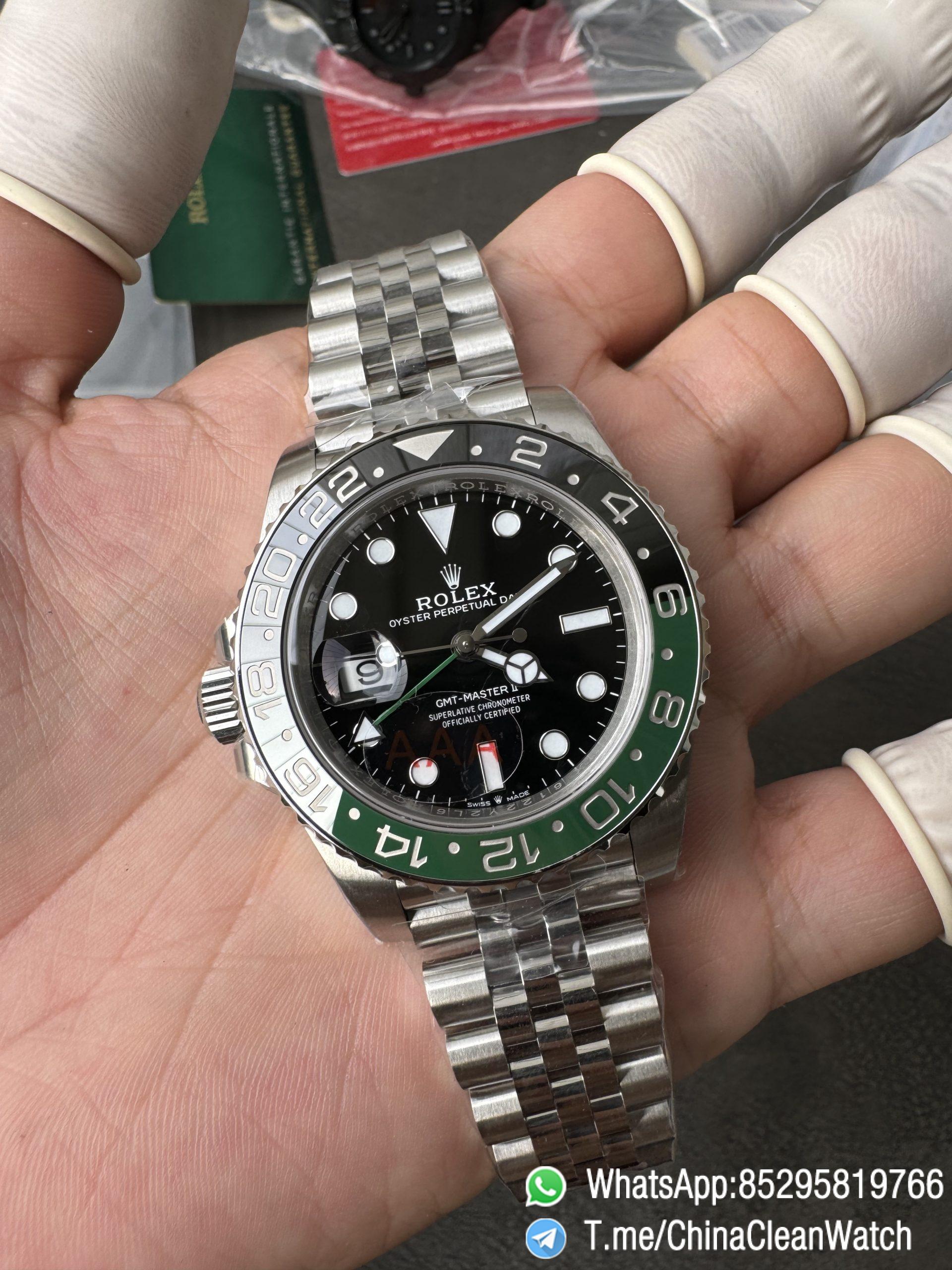 VSF GMT Master II Sprite 126720VTNR Black Green Ceramic Bezel Black Dial 904L Steel Jubilee Bracelet DD3285 Movement 05 VSF GMT Master II Sprite 126720VTNR Black Green Ceramic Bezel Black Dial 904L Steel Jubilee Bracelet DD3285 Movement 05