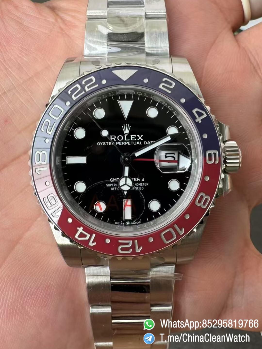 VS Factory Watch GMT Master II Pepsi 126710BLRO Blue Red Ceramic Bezel Blck Dial 904L Steel Oyster Bracelet DD3285 V3 000 VS Factory Watch GMT Master II Pepsi 126710BLRO Blue Red Ceramic Bezel Blck Dial 904L Steel Oyster Bracelet DD3285 V3 000