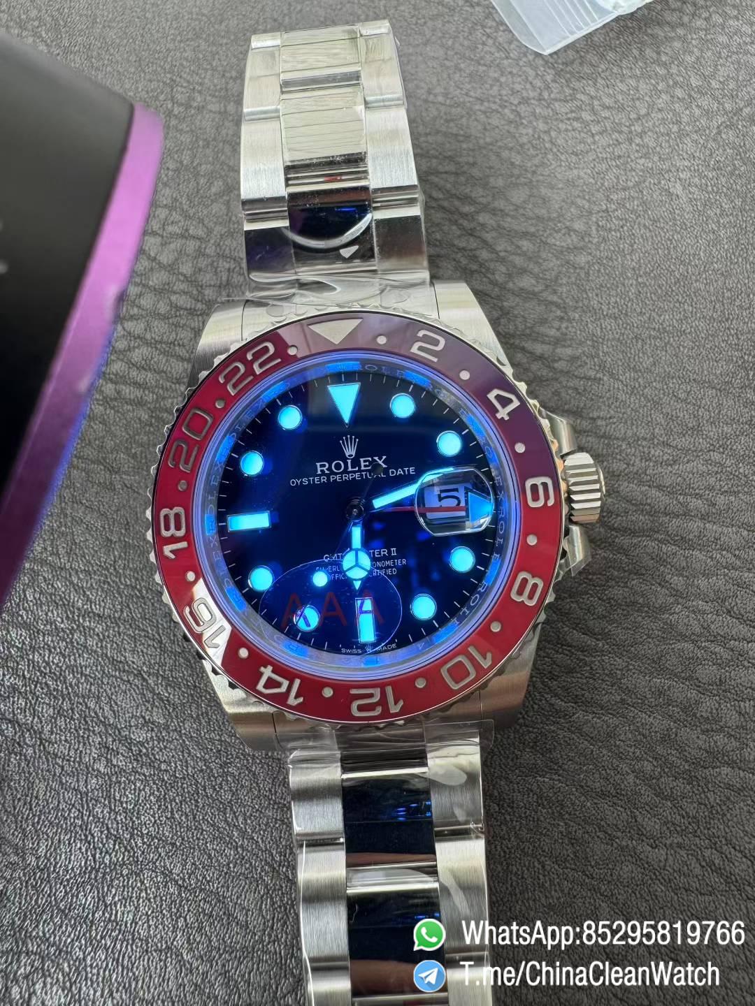 VS Factory Watch GMT Master II Pepsi 126710BLRO Blue Red Ceramic Bezel Blck Dial 904L Steel Oyster Bracelet DD3285 V3 06 VS Factory Watch GMT Master II Pepsi 126710BLRO Blue Red Ceramic Bezel Blck Dial 904L Steel Oyster Bracelet DD3285 V3 06