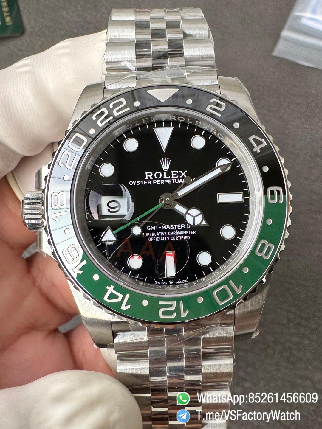 VSF GMT Master II Sprite 126720VTNR Black Green Ceramic Bezel Black Dial 904L Steel Jubilee Bracelet DD3285 Movement 00 VSF GMT Master II Sprite 126720VTNR Black Green Ceramic Bezel Black Dial 904L Steel Jubilee Bracelet DD3285 Movement 00