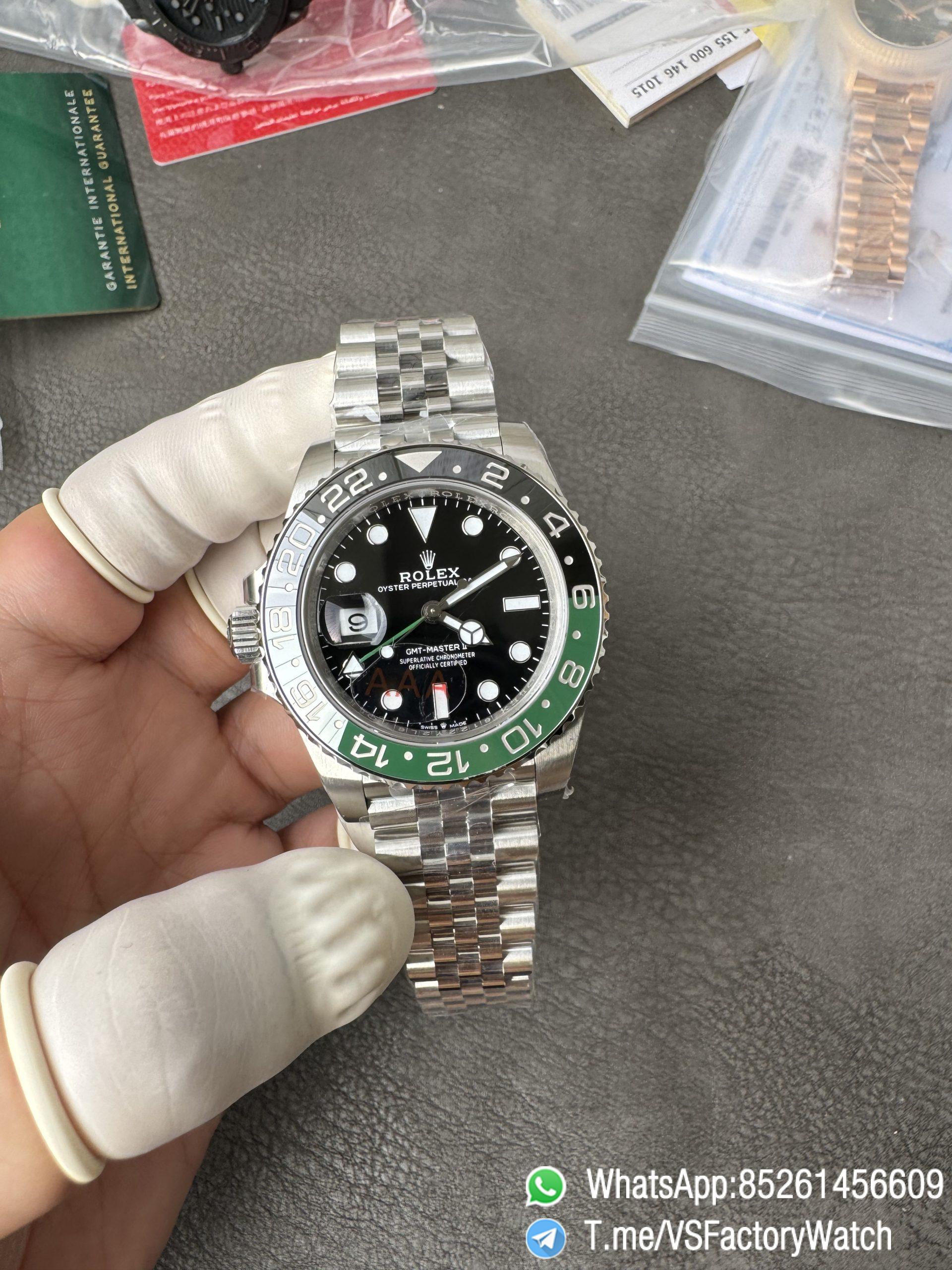 VSF GMT Master II Sprite 126720VTNR Black Green Ceramic Bezel Black Dial 904L Steel Jubilee Bracelet DD3285 Movement 01 VSF GMT Master II Sprite 126720VTNR Black Green Ceramic Bezel Black Dial 904L Steel Jubilee Bracelet DD3285 Movement 01