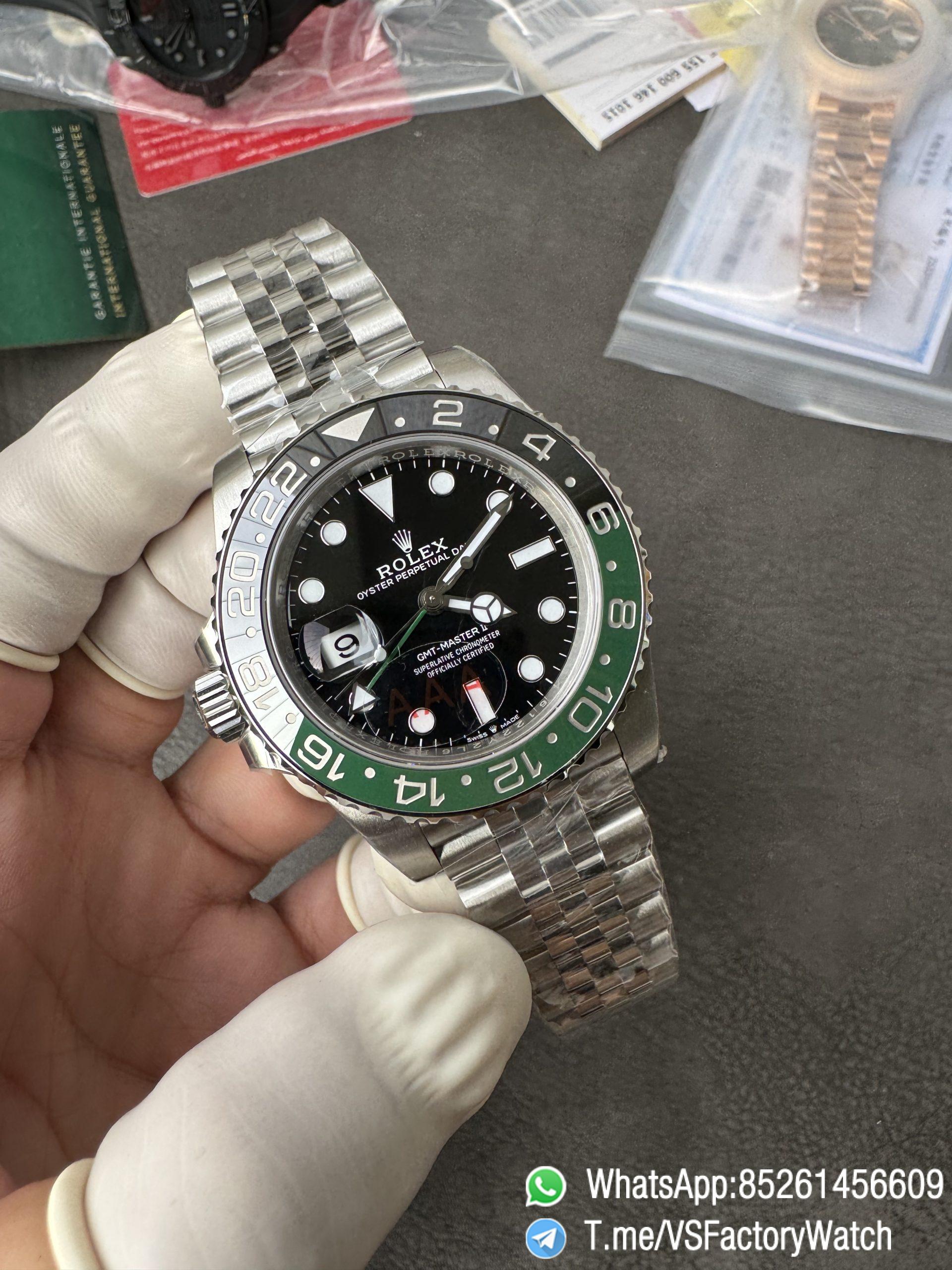 VSF GMT Master II Sprite 126720VTNR Black Green Ceramic Bezel Black Dial 904L Steel Jubilee Bracelet DD3285 Movement 02 VSF GMT Master II Sprite 126720VTNR Black Green Ceramic Bezel Black Dial 904L Steel Jubilee Bracelet DD3285 Movement 02