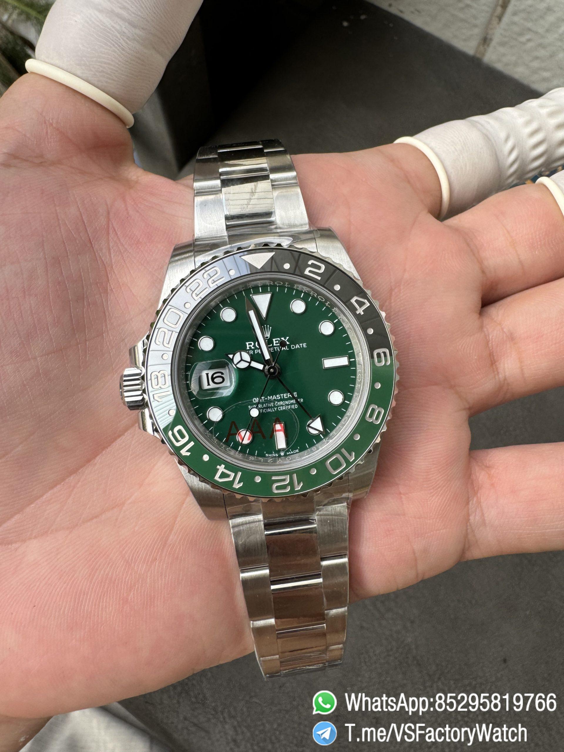 VSF GMT Master II Sprite 126729VTNR Black Green Ceramic Bezel Black Dial 904L Steel Oyster Bracelet DD3285 Movement 01 1 VSF GMT Master II Sprite 126729VTNR Black Green Ceramic Bezel Black Dial 904L Steel Oyster Bracelet DD3285 Movement 01 1