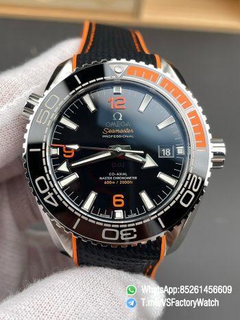 VSF Seamaster Planet Ocean 600m Black Dial Black Quarter Orange Index Bezel 43.5mm Steel on Rubber Strap SuperClone 8900 Carliber 00