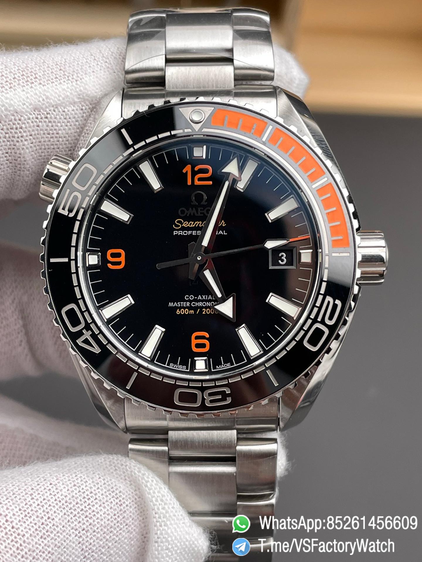 VSF Seamaster Planet Ocean 600m Black Dial Black Quarter Orange Index Ceramic Bezel 43.5mm Steel on Steel SuperClone 8900 Carliber 00 VSF Seamaster Planet Ocean 600m Black Dial Black Quarter Orange Index Ceramic Bezel 43.5mm Steel on Steel SuperClone 8900 Carliber 00
