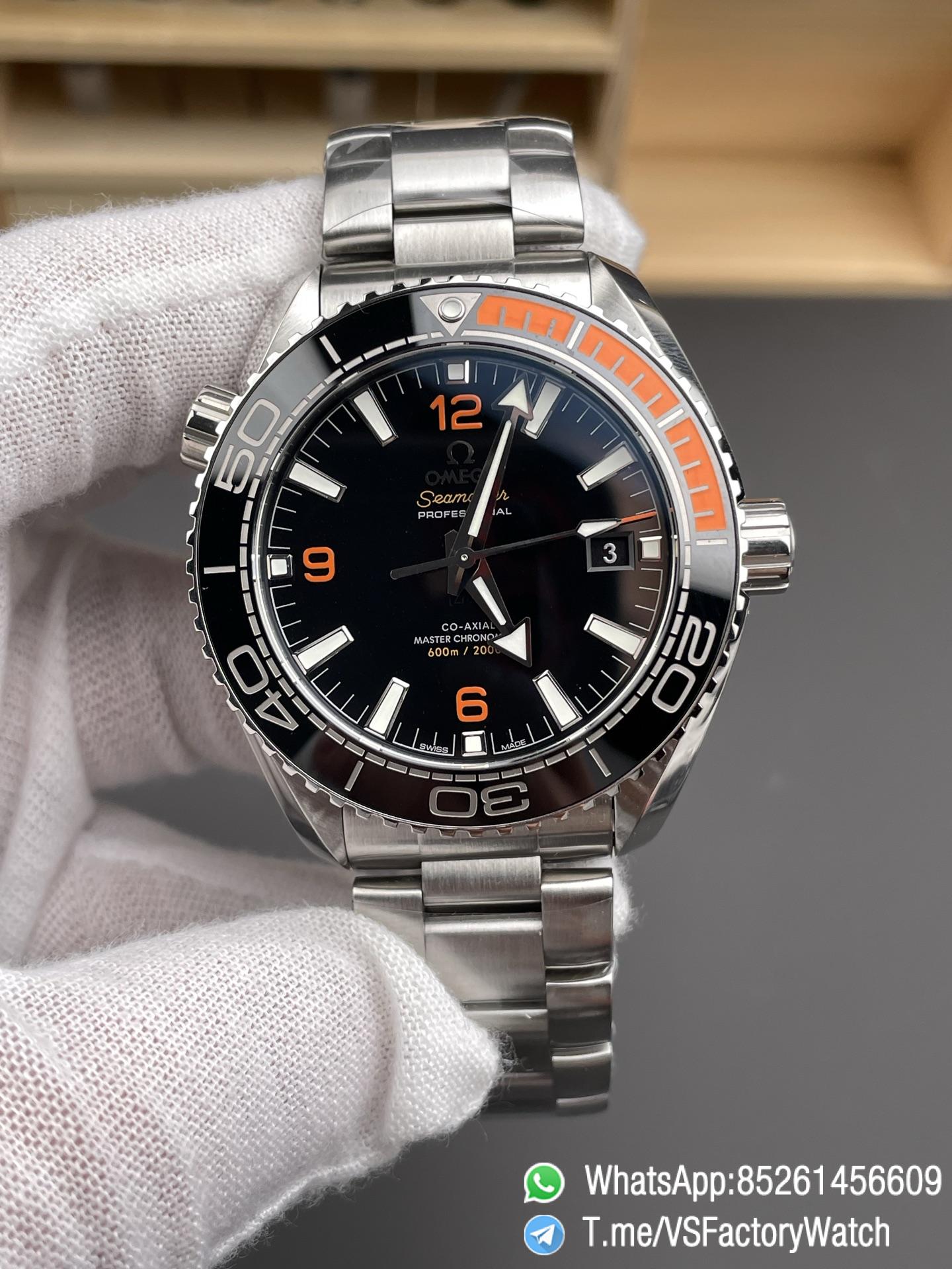 VSF Seamaster Planet Ocean 600m Black Dial Black Quarter Orange Index Ceramic Bezel 43.5mm Steel on Steel SuperClone 8900 Carliber 02 VSF Seamaster Planet Ocean 600m Black Dial Black Quarter Orange Index Ceramic Bezel 43.5mm Steel on Steel SuperClone 8900 Carliber 02