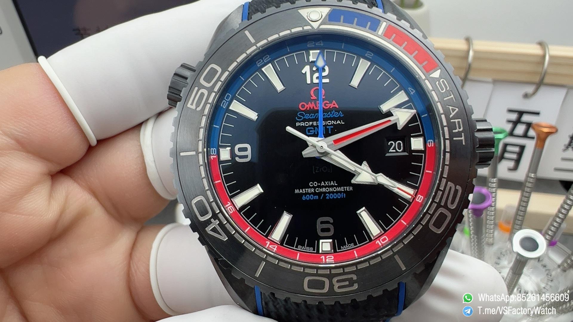 VSF Seamaster Planet Ocean 600m GMT ETNZ Deep Black Quarter Blue Red Index Bezel Ceramic Case Super Clone 8906 Carliber 02 VSF Seamaster Planet Ocean 600m GMT ETNZ Deep Black Quarter Blue Red Index Bezel Ceramic Case Super Clone 8906 Carliber 02