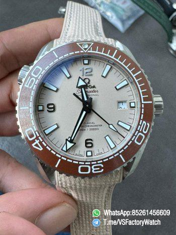 VSF Seamaster Planet Ocean 600m Linen Dial Brown Ceramic Bezel 43.5mm Brown Rubber Strap SuperClone 8900 Cabiber 000