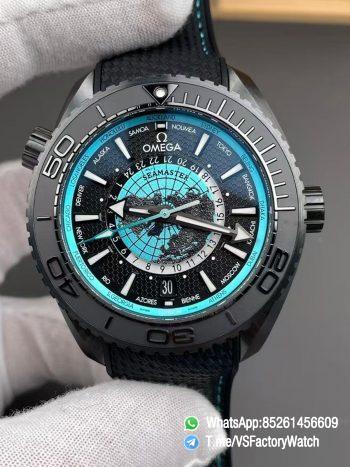 VSF Seamaster Planet Ocean 600m Worldtimer 45.5mm GMT Black Ceramic Case Black Blue Dial Super Clone 8938 Movement 000