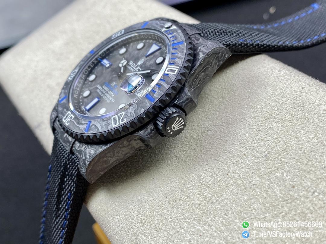 VS Factory Diw Submariner Black Carbon Case and Dial Black Carbon Bezel with Blue Indexes Black Nylon Strap DD3135 Movement 06 VS Factory Diw Submariner Black Carbon Case and Dial Black Carbon Bezel with Blue Indexes Black Nylon Strap DD3135 Movement 06
