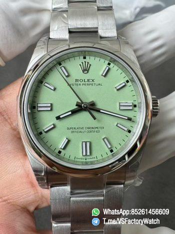 VS Factory Oyster Perpetual 36 Pistachio Green Dial 126000 Oyster Bracelet DanDong 3230 72 Hours Power Reserve 00