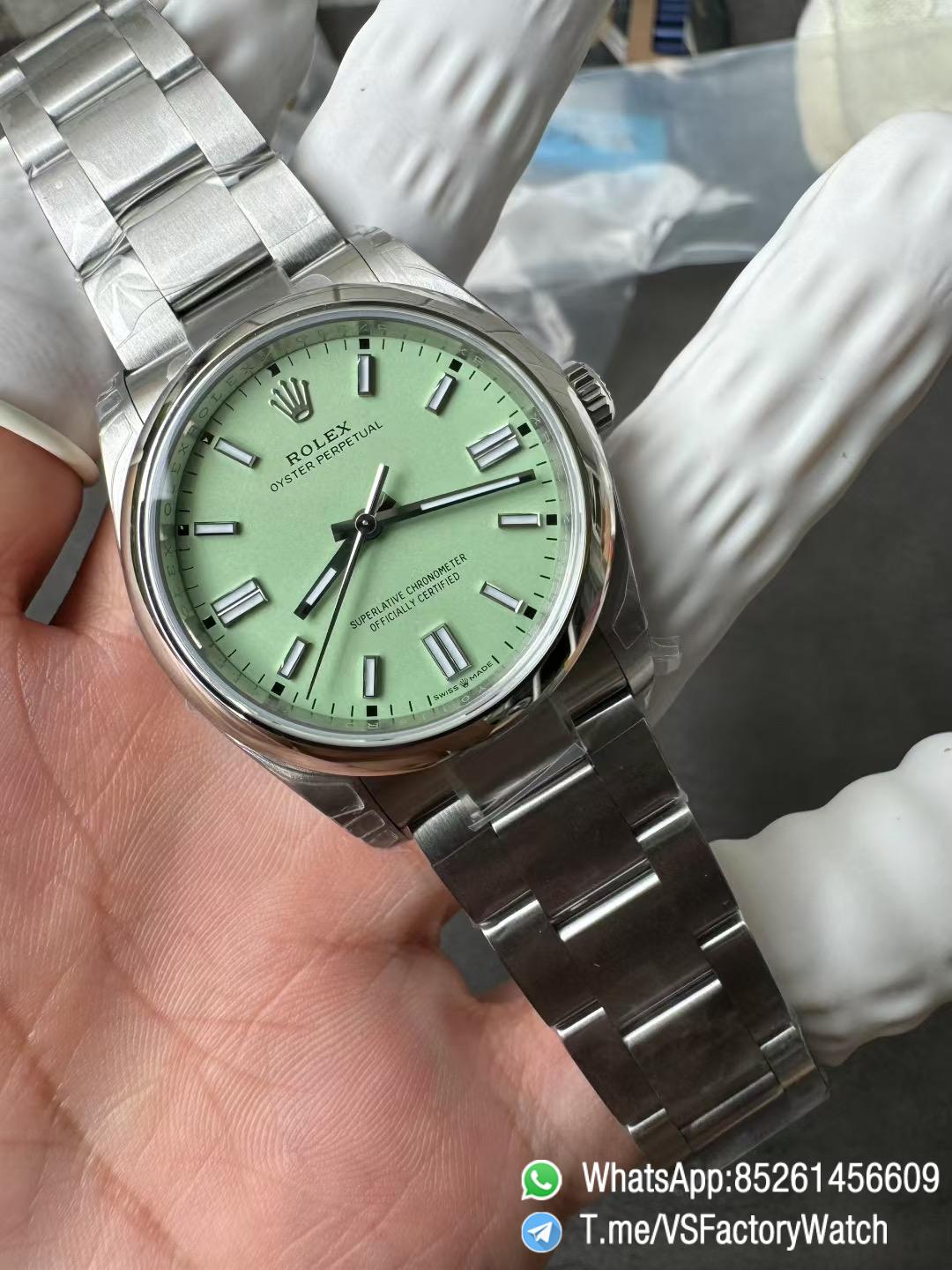 VS Factory Oyster Perpetual 36 Pistachio Green Dial 126000 Oyster Bracelet DanDong 3230 72 Hours Power Reserve 02 VS Factory Oyster Perpetual 36 Pistachio Green Dial 126000 Oyster Bracelet DanDong 3230 72 Hours Power Reserve 02