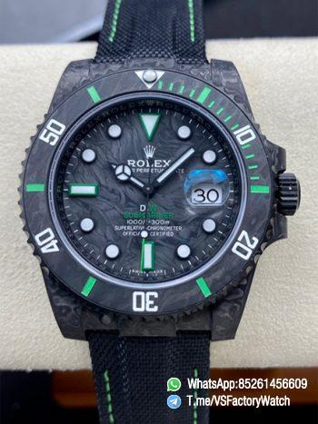 VS Factory Submariner DIW Black Carbon Case Black Carbon Dial Black Carbon Bezel with Green Indexes Black Nylon Strap DD3135 Movement 00