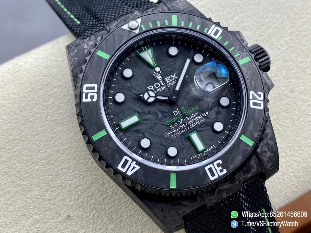 VS Factory Submariner DIW Black Carbon Case Black Carbon Dial Black Carbon Bezel with Green Indexes Black Nylon Strap DD3135 Movement 02 VS Factory Submariner DIW Black Carbon Case Black Carbon Dial Black Carbon Bezel with Green Indexes Black Nylon Strap DD3135 Movement 02