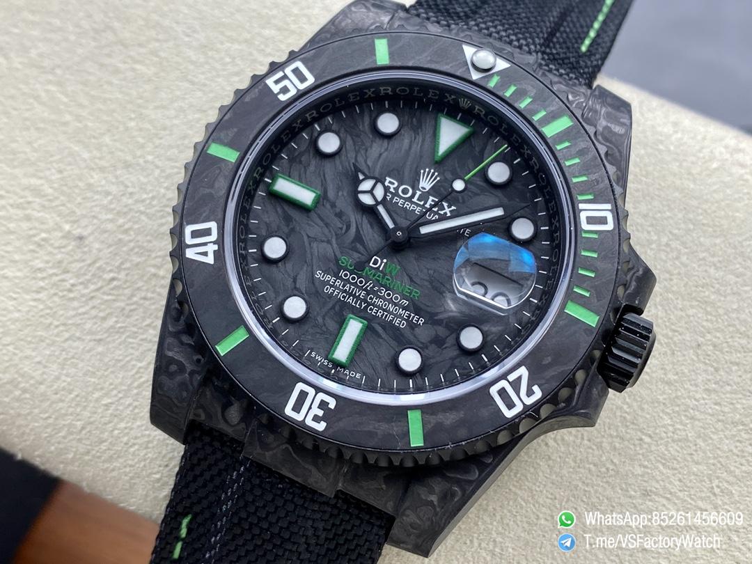 VS Factory Submariner DIW Black Carbon Case Black Carbon Dial Black Carbon Bezel with Green Indexes Black Nylon Strap DD3135 Movement 03 VS Factory Submariner DIW Black Carbon Case Black Carbon Dial Black Carbon Bezel with Green Indexes Black Nylon Strap DD3135 Movement 03