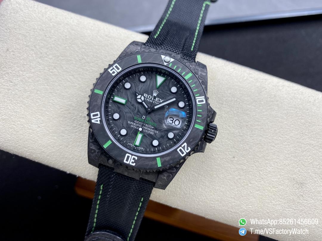 VS Factory Submariner DIW Black Carbon Case Black Carbon Dial Black Carbon Bezel with Green Indexes Black Nylon Strap DD3135 Movement 04 VS Factory Submariner DIW Black Carbon Case Black Carbon Dial Black Carbon Bezel with Green Indexes Black Nylon Strap DD3135 Movement 04