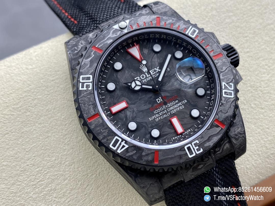 VS Factory Submariner DIW Black Carbon Case Black Carbon Dial Black Carbon Bezel with Red Indexes Black Nylon Strap DD3135 Movement 02 VS Factory Submariner DIW Black Carbon Case Black Carbon Dial Black Carbon Bezel with Red Indexes Black Nylon Strap DD3135 Movement 02