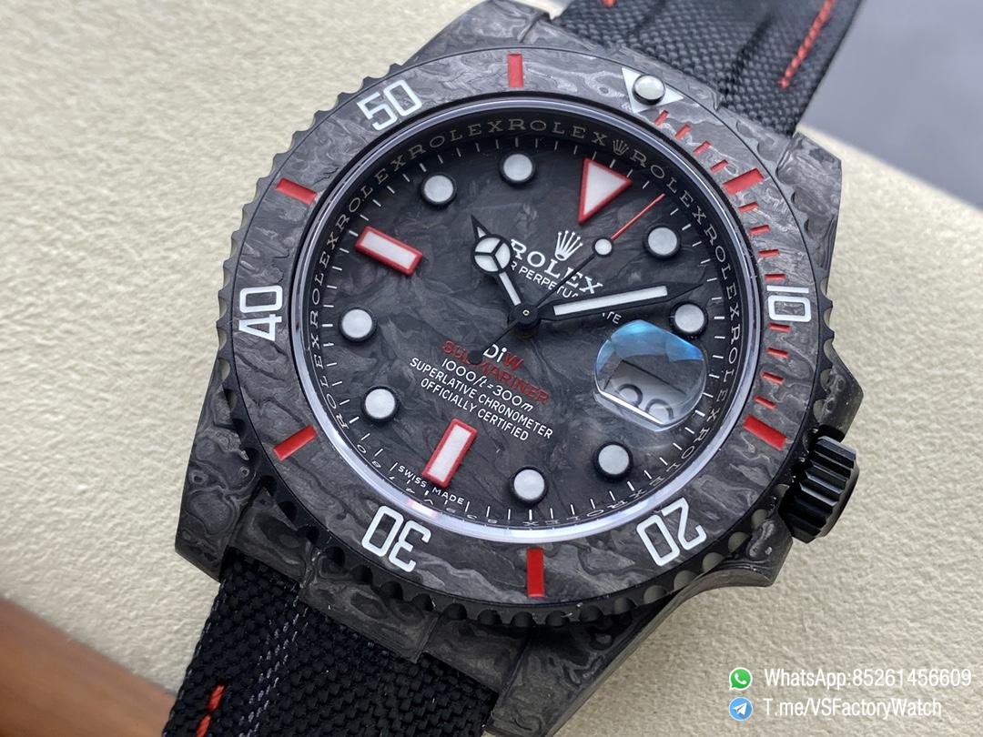 VS Factory Submariner DIW Black Carbon Case Black Carbon Dial Black Carbon Bezel with Red Indexes Black Nylon Strap DD3135 Movement 03 VS Factory Submariner DIW Black Carbon Case Black Carbon Dial Black Carbon Bezel with Red Indexes Black Nylon Strap DD3135 Movement 03