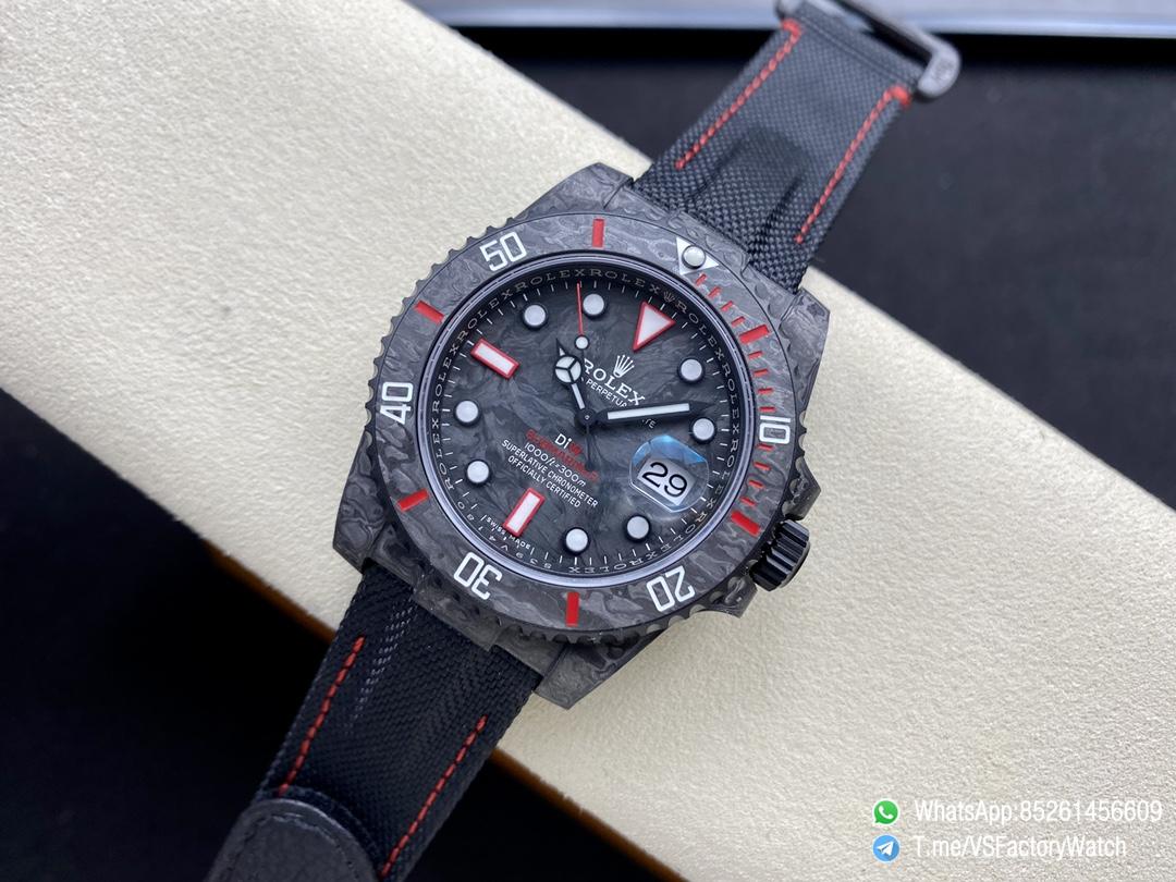 VS Factory Submariner DIW Black Carbon Case Black Carbon Dial Black Carbon Bezel with Red Indexes Black Nylon Strap DD3135 Movement 04 VS Factory Submariner DIW Black Carbon Case Black Carbon Dial Black Carbon Bezel with Red Indexes Black Nylon Strap DD3135 Movement 04
