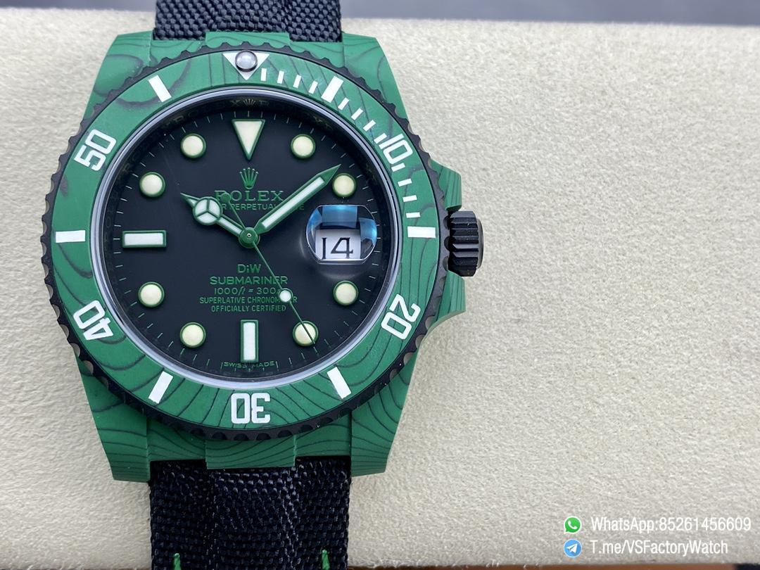 VS Factory Watches Submariner DIW 40mm Green Carbon Case and Bezel Black Carbon Dial Black Nylon Strap DanDong 3135 Movement 01 VS Factory Watches Submariner DIW 40mm Green Carbon Case and Bezel Black Carbon Dial Black Nylon Strap DanDong 3135 Movement 01