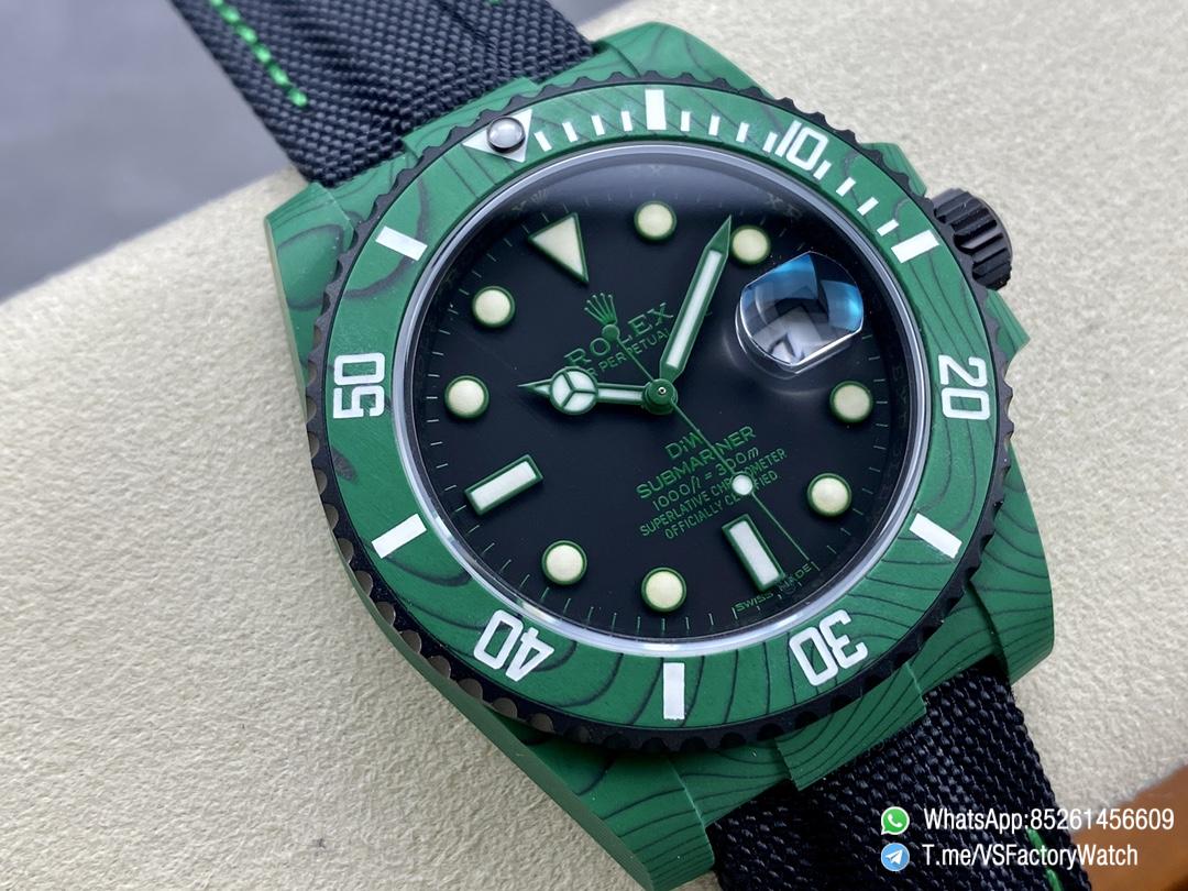 VS Factory Watches Submariner DIW 40mm Green Carbon Case and Bezel Black Carbon Dial Black Nylon Strap DanDong 3135 Movement 02 VS Factory Watches Submariner DIW 40mm Green Carbon Case and Bezel Black Carbon Dial Black Nylon Strap DanDong 3135 Movement 02