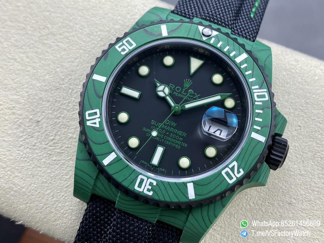 VS Factory Watches Submariner DIW 40mm Green Carbon Case and Bezel Black Carbon Dial Black Nylon Strap DanDong 3135 Movement 03 VS Factory Watches Submariner DIW 40mm Green Carbon Case and Bezel Black Carbon Dial Black Nylon Strap DanDong 3135 Movement 03