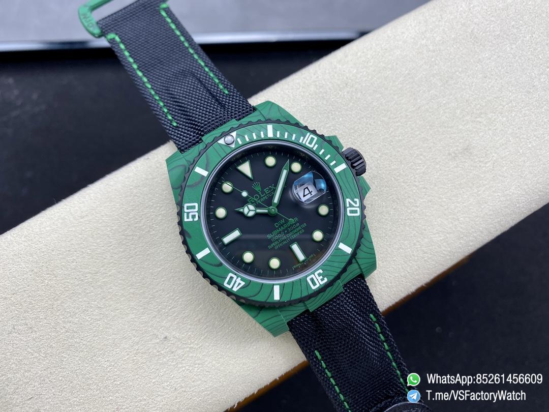 VS Factory Watches Submariner DIW 40mm Green Carbon Case and Bezel Black Carbon Dial Black Nylon Strap DanDong 3135 Movement 04 VS Factory Watches Submariner DIW 40mm Green Carbon Case and Bezel Black Carbon Dial Black Nylon Strap DanDong 3135 Movement 04