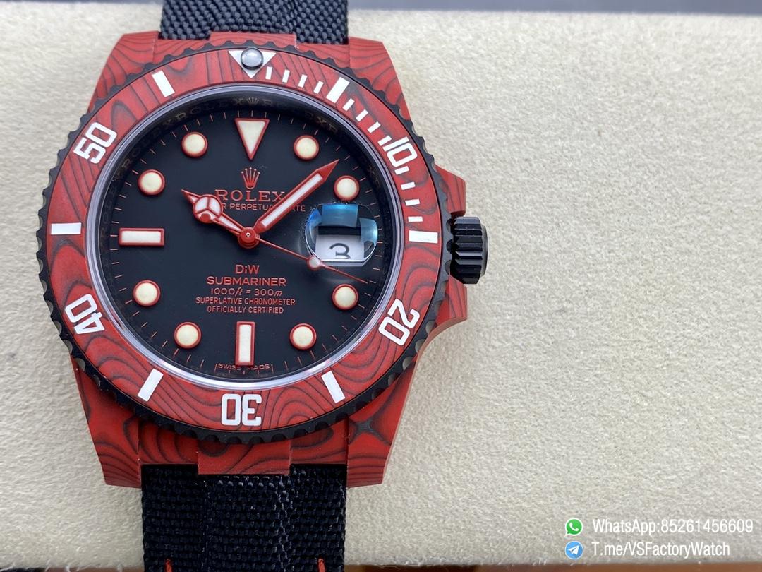 VS Factory Watches Submariner DIW 40mm Red Carbon Case and Bezel Black Carbon Dial Black Nylon Strap DanDong 3135 Movement 01 VS Factory Watches Submariner DIW 40mm Red Carbon Case and Bezel Black Carbon Dial Black Nylon Strap DanDong 3135 Movement 01