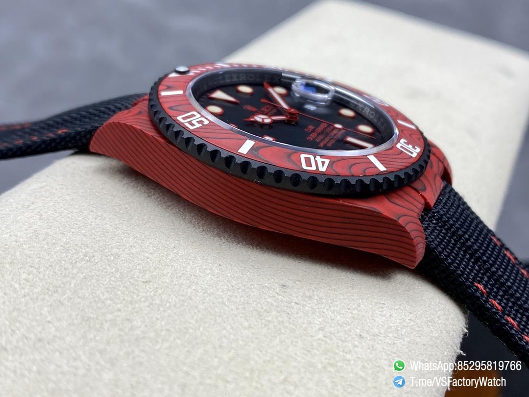 VS Factory Watches Submariner DIW 40mm Red Carbon Case and Bezel Black Carbon Dial Black Nylon Strap DanDong 3135 Movement 05 VS Factory Watches Submariner DIW 40mm Red Carbon Case and Bezel Black Carbon Dial Black Nylon Strap DanDong 3135 Movement 05