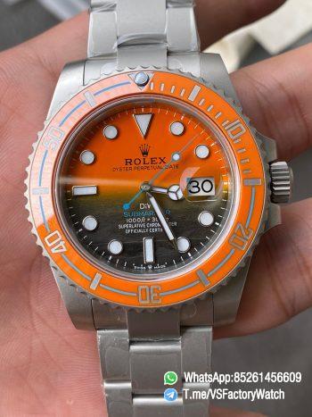 VS Factory Watches Submariner DIW Sandblasted Orange Ceramic Bezel Orange and Black Dial Oyster Bracelet DanDong 3135 Movement 00