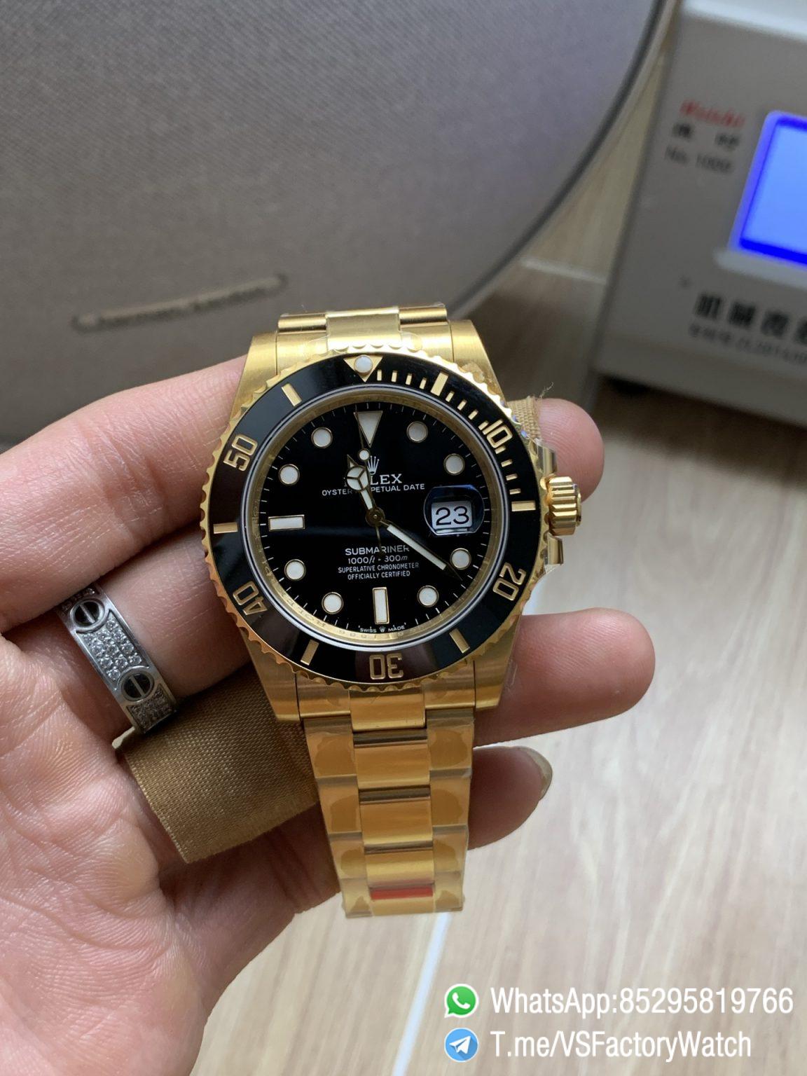 VS Factory Watches Submariner Full Gold Black Sub 41mm 126618LN Black ...