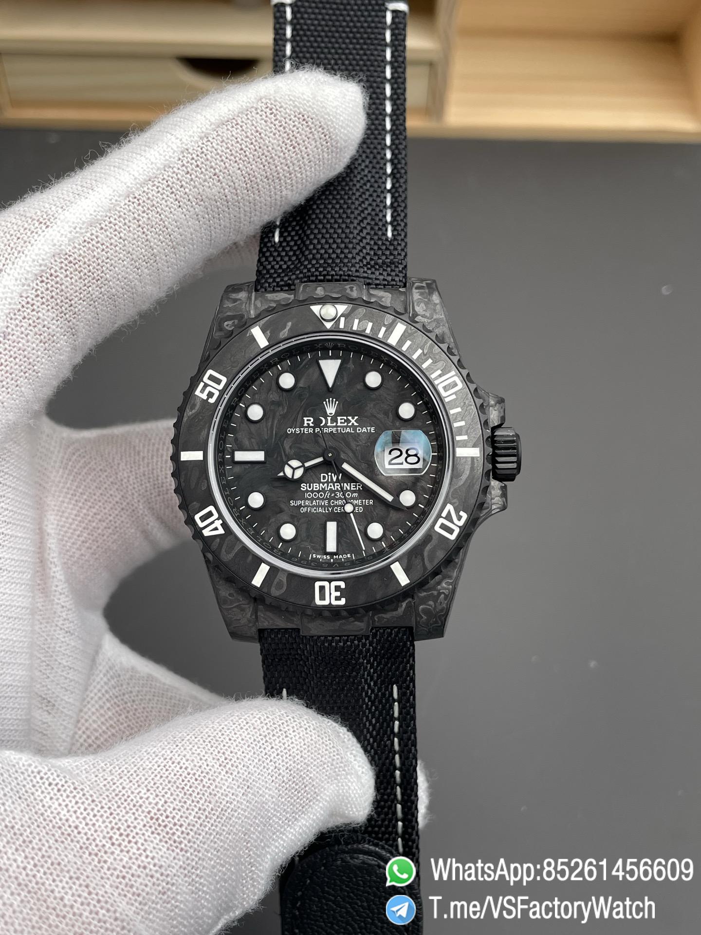 VSF Role Submariner DiW 40mm Black Carbon Case Black Carbon Bezel Black Carbon Dial on Black Nylon Strap DanDong 3135 Movement 01 VSF Role Submariner DiW 40mm Black Carbon Case Black Carbon Bezel Black Carbon Dial on Black Nylon Strap DanDong 3135 Movement 01