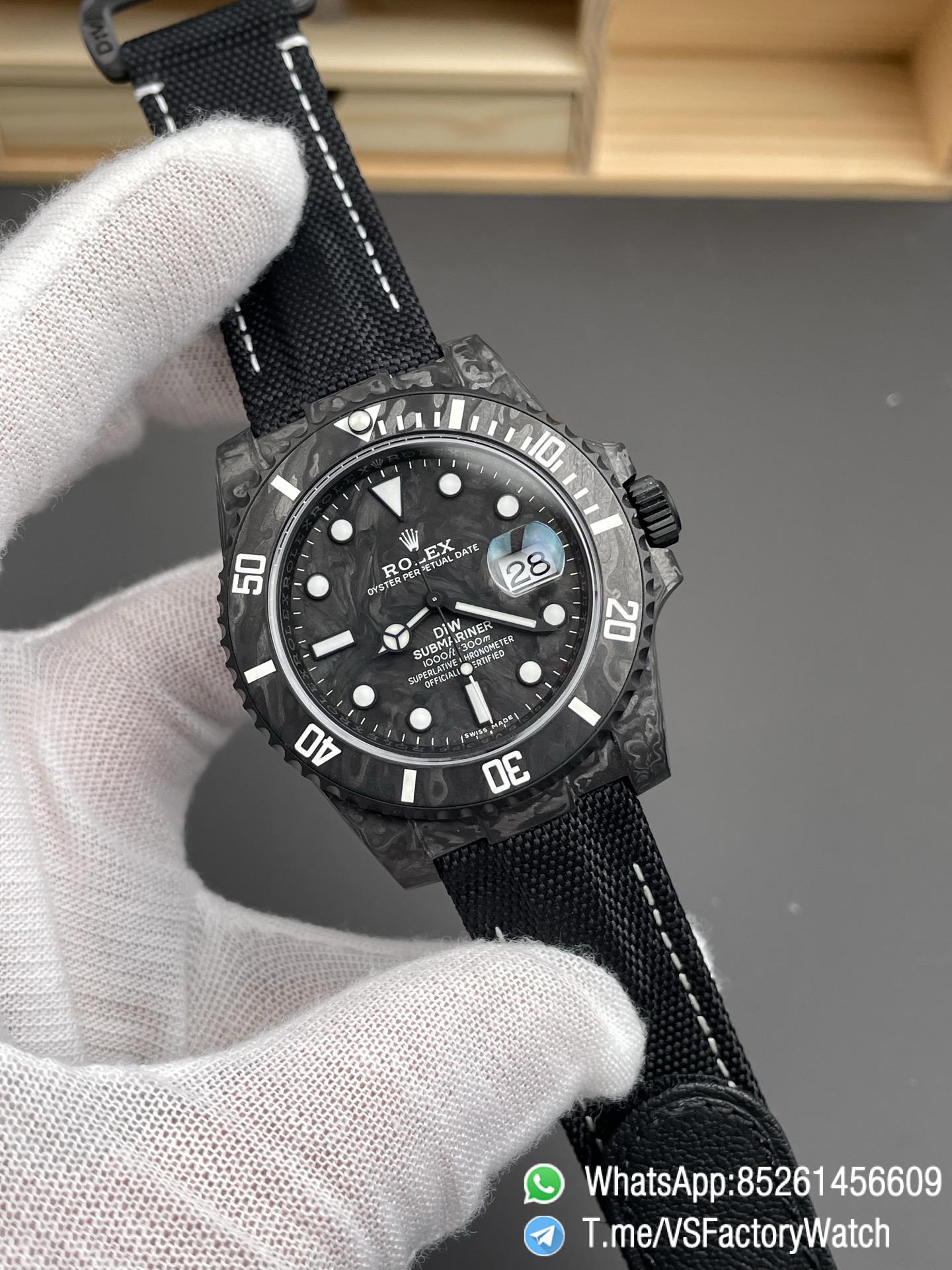 VSF Role Submariner DiW 40mm Black Carbon Case Black Carbon Bezel Black Carbon Dial on Black Nylon Strap DanDong 3135 Movement 02 VSF Role Submariner DiW 40mm Black Carbon Case Black Carbon Bezel Black Carbon Dial on Black Nylon Strap DanDong 3135 Movement 02