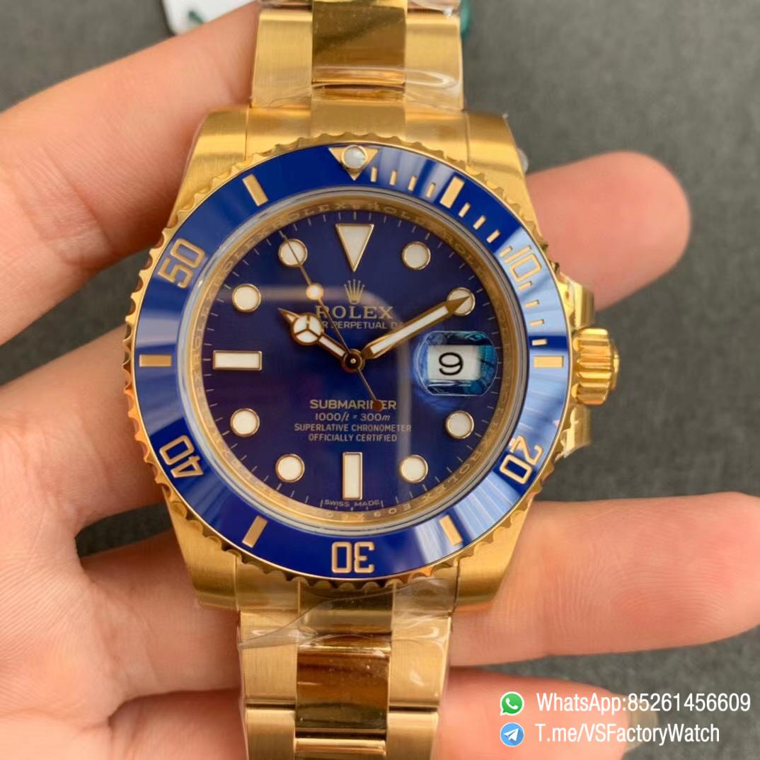 VSF Rolex Submariner 116618LB Blue Ceramic Bezel Black Dial 18K Yellow Gold Plated 904L Steel VS3135 Movement 01 VSF Rolex Submariner 116618LB Blue Ceramic Bezel Black Dial 18K Yellow Gold Plated 904L Steel VS3135 Movement 01