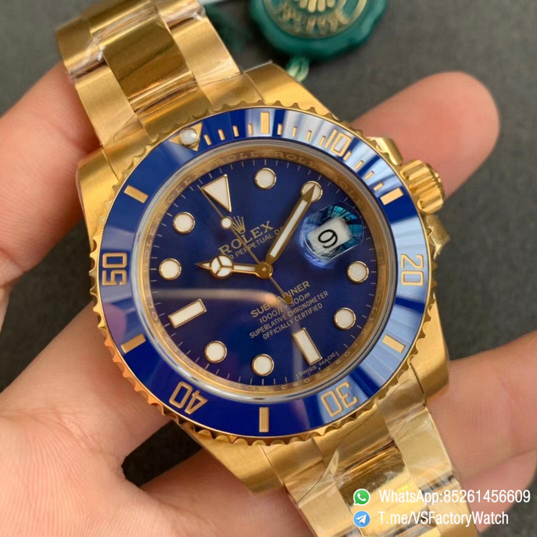 VSF Rolex Submariner 116618LB Blue Ceramic Bezel Black Dial 18K Yellow Gold Plated 904L Steel VS3135 Movement 02 VSF Rolex Submariner 116618LB Blue Ceramic Bezel Black Dial 18K Yellow Gold Plated 904L Steel VS3135 Movement 02