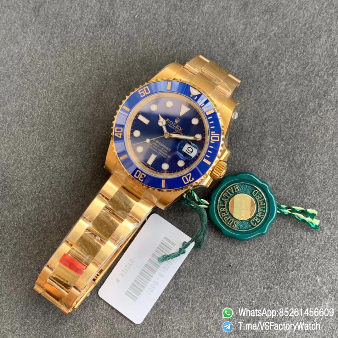 VSF Rolex Submariner 116618LB Blue Ceramic Bezel Black Dial 18K Yellow Gold Plated 904L Steel VS3135 Movement 09 VSF Rolex Submariner 116618LB Blue Ceramic Bezel Black Dial 18K Yellow Gold Plated 904L Steel VS3135 Movement 09