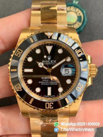 VSF Rolex Submariner 116618LN Black Ceramic Bezel Black Dial 18K Yellow Gold Plated on 904L Steel VS3135 Movement 00