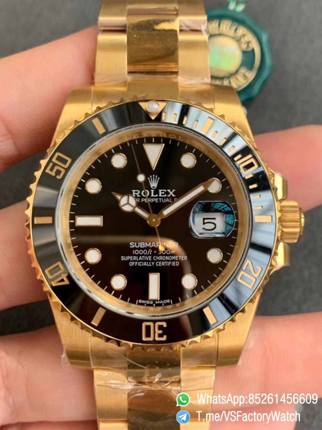 VSF Rolex Submariner 116618LN Black Ceramic Bezel Black Dial 18K Yellow Gold Plated on 904L Steel VS3135 Movement 00 VSF Rolex Submariner 116618LN Black Ceramic Bezel Black Dial 18K Yellow Gold Plated on 904L Steel VS3135 Movement 00