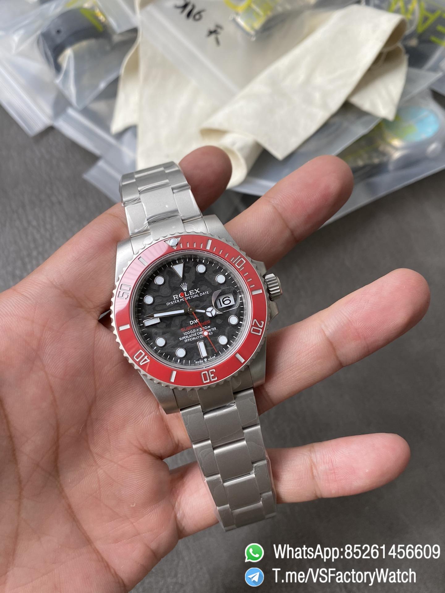 VSF Rolex Submariner DIW Sandblasted Carbon Dial Red Ceramic Bezel Carbon Dial Oyster Bracelet DanDong 3135 Movement 01 VSF Rolex Submariner DIW Sandblasted Carbon Dial Red Ceramic Bezel Carbon Dial Oyster Bracelet DanDong 3135 Movement 01