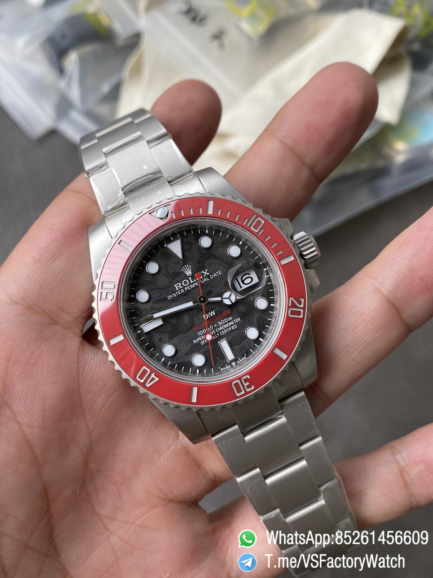 VSF Rolex Submariner DIW Sandblasted Carbon Dial Red Ceramic Bezel Carbon Dial Oyster Bracelet DanDong 3135 Movement 02 VSF Rolex Submariner DIW Sandblasted Carbon Dial Red Ceramic Bezel Carbon Dial Oyster Bracelet DanDong 3135 Movement 02