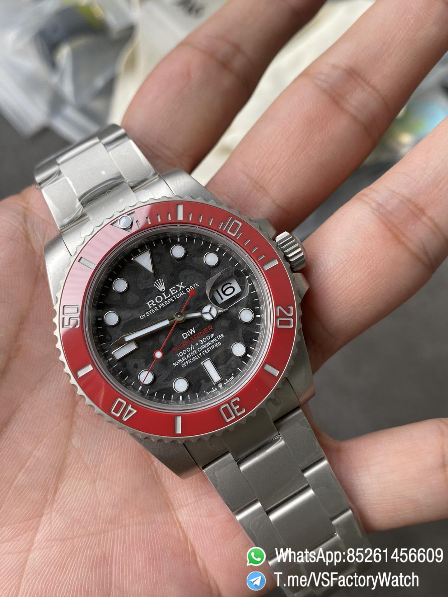 VSF Rolex Submariner DIW Sandblasted Carbon Dial Red Ceramic Bezel Carbon Dial Oyster Bracelet DanDong 3135 Movement 04 VSF Rolex Submariner DIW Sandblasted Carbon Dial Red Ceramic Bezel Carbon Dial Oyster Bracelet DanDong 3135 Movement 04