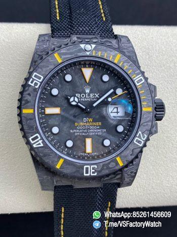 VSF Submariner DIW Black Carbon Case Black Carbon Dial Black Carbon Bezel with Yellow Indexes Black Nylon Strap DD3135 Movement 00
