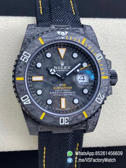 VSF Submariner DIW Black Carbon Case Black Carbon Dial Black Carbon Bezel with Yellow Indexes Black Nylon Strap DD3135 Movement 00 VSF Submariner DIW Black Carbon Case Black Carbon Dial Black Carbon Bezel with Yellow Indexes Black Nylon Strap DD3135 Movement 00